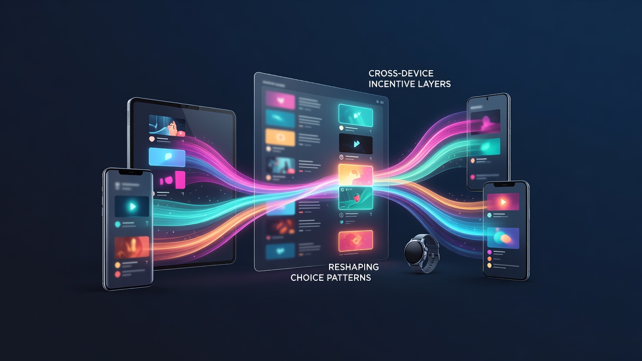 Real-time reel interface showing synchronized incentives on multiple devices