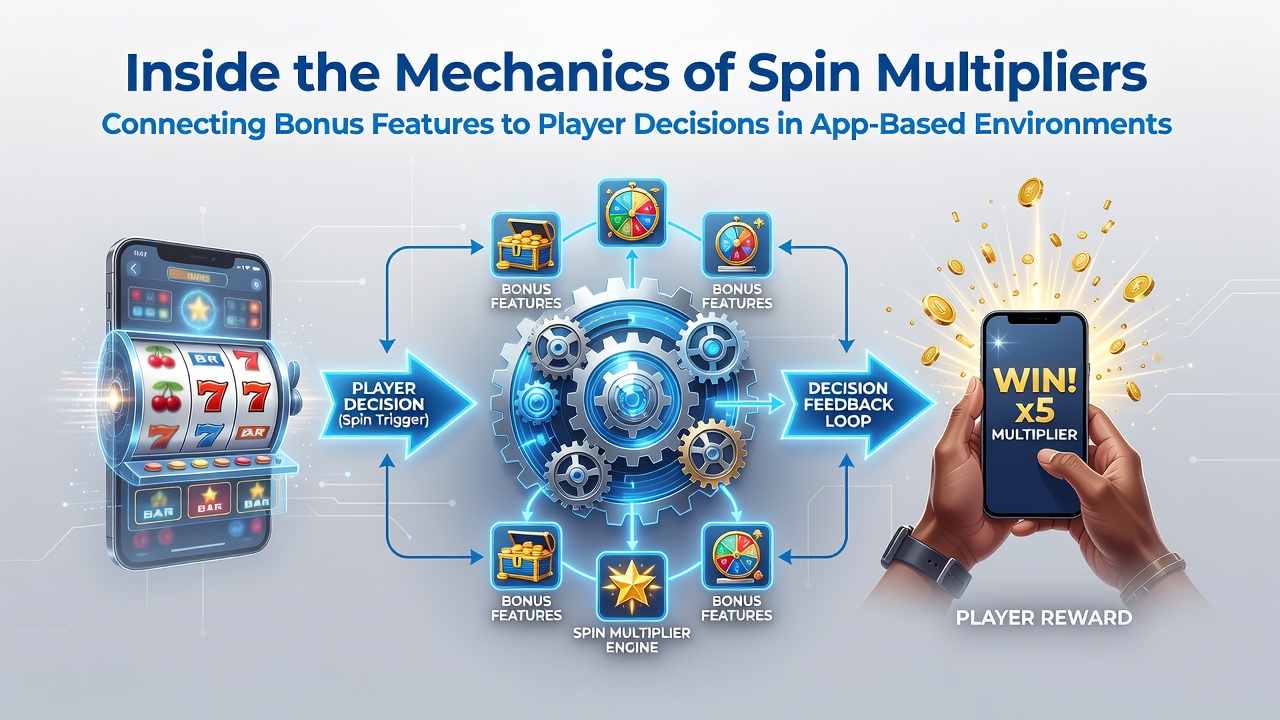 Mobile app interface displaying spin multiplier mechanics in a slot game with bonus activation indicators