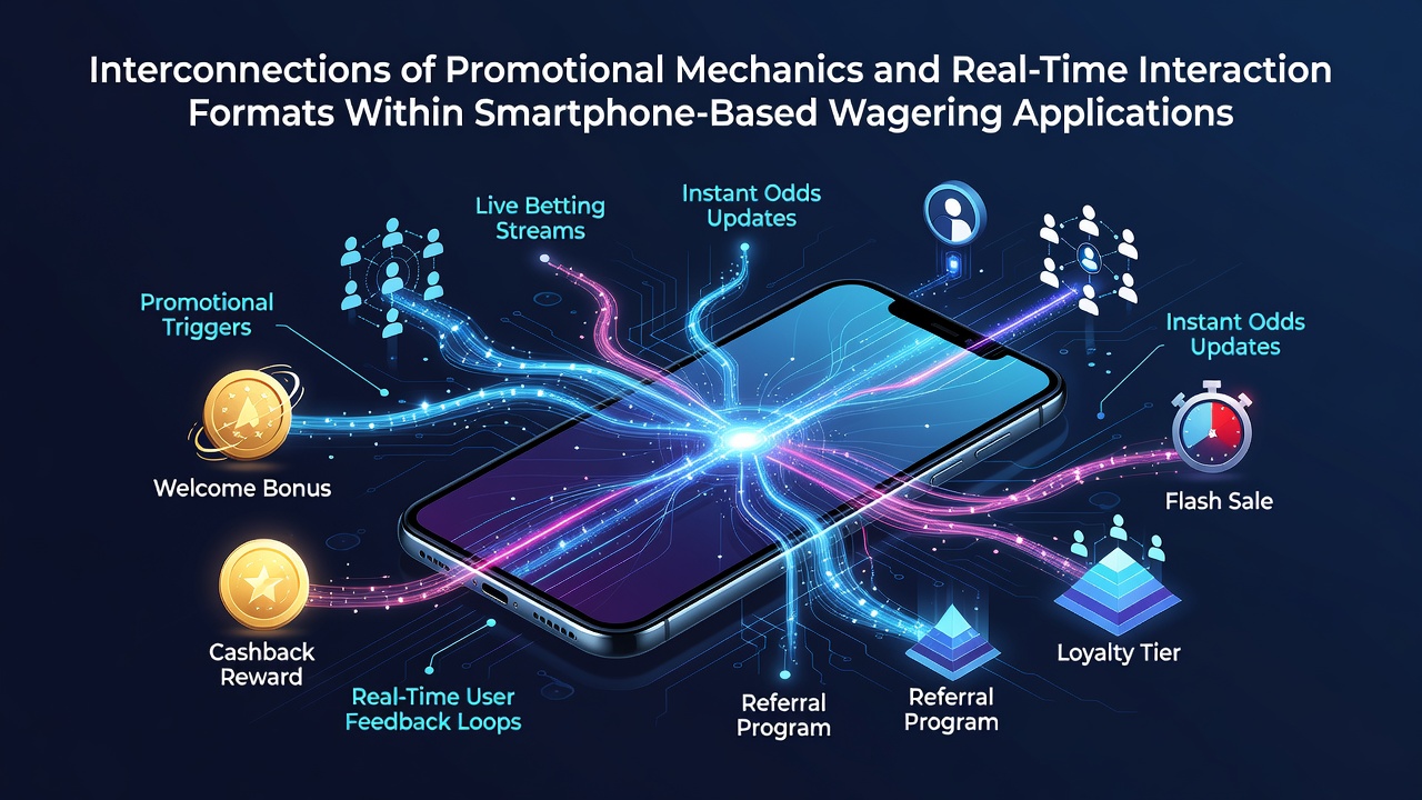 Smartphone displaying a wagering app interface with promotional banners integrated alongside live dealer streams and real-time betting options
