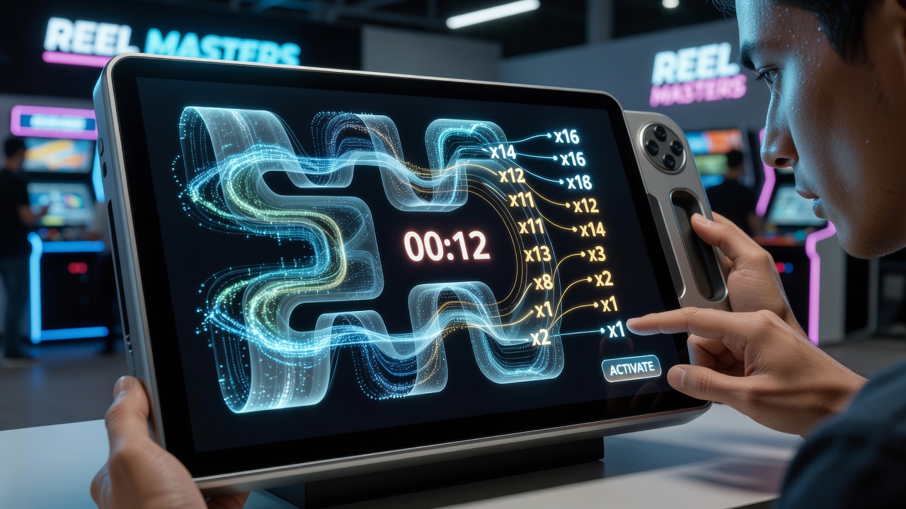 Close-up view of multiplier chain progression on a mobile reel game screen with timer overlay